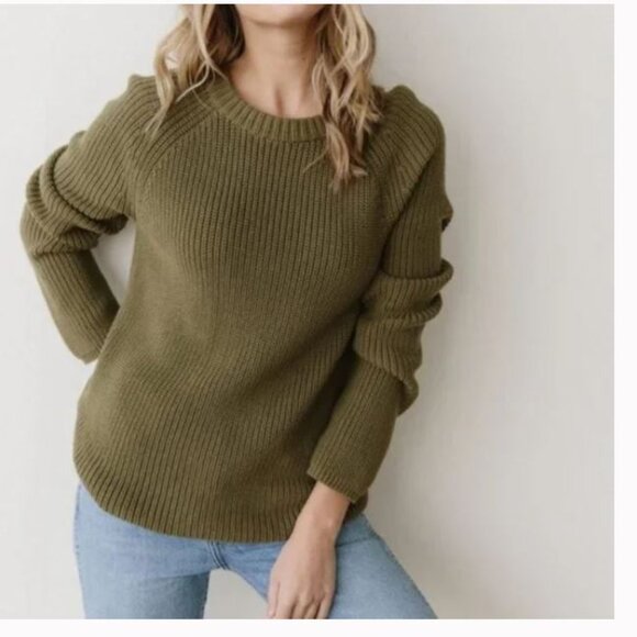 Jenni Kayne Sweaters - Jenni Kayne Cotton Fisherman Sweater in Olive Green sz S